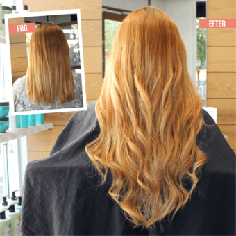 Påsætning af hair extensions - rødblond